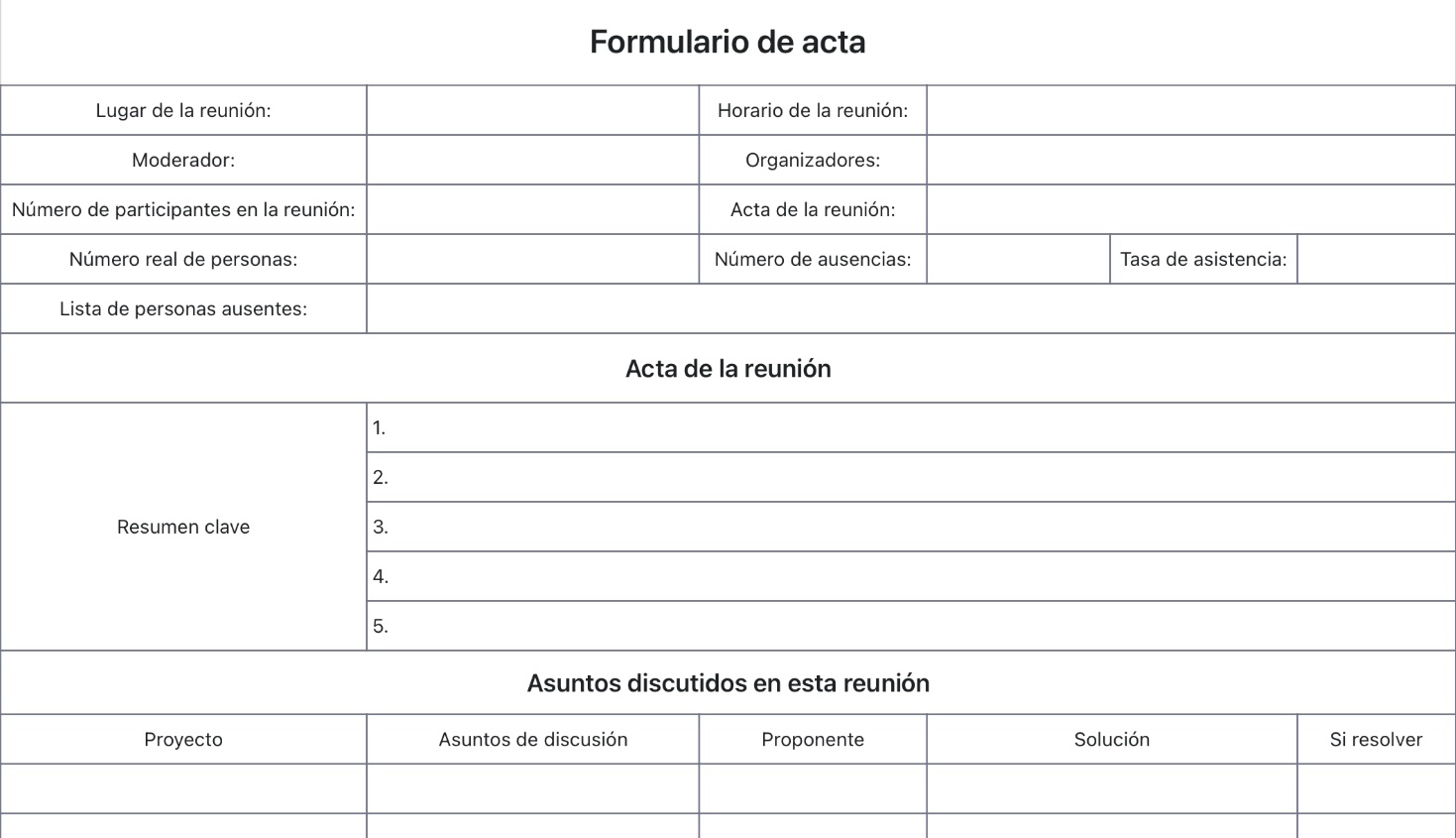 Formulario de acta